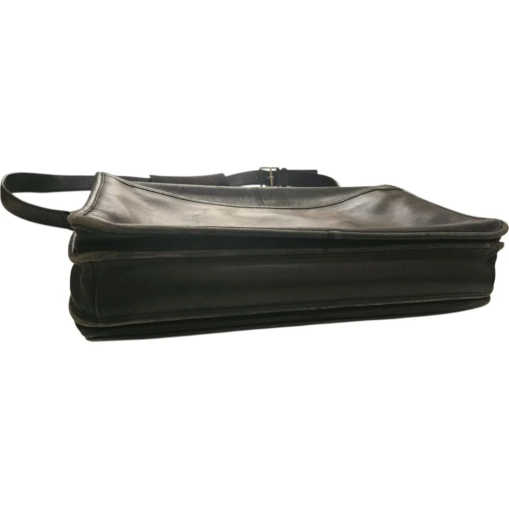 Coach Transatlantic Black Leather Briefcase Messenger Bag D043-6455
